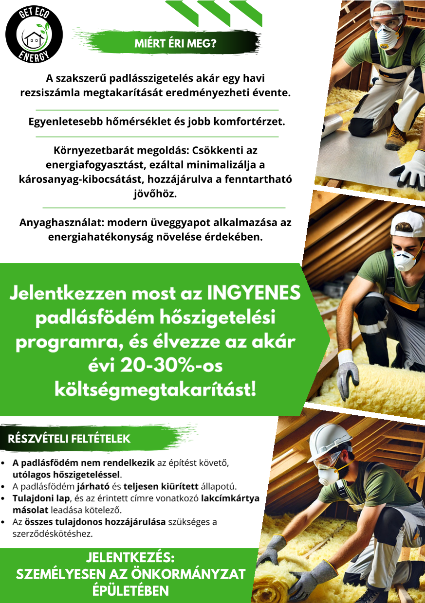 INGYENES padlásfödém hőszigetelési program!